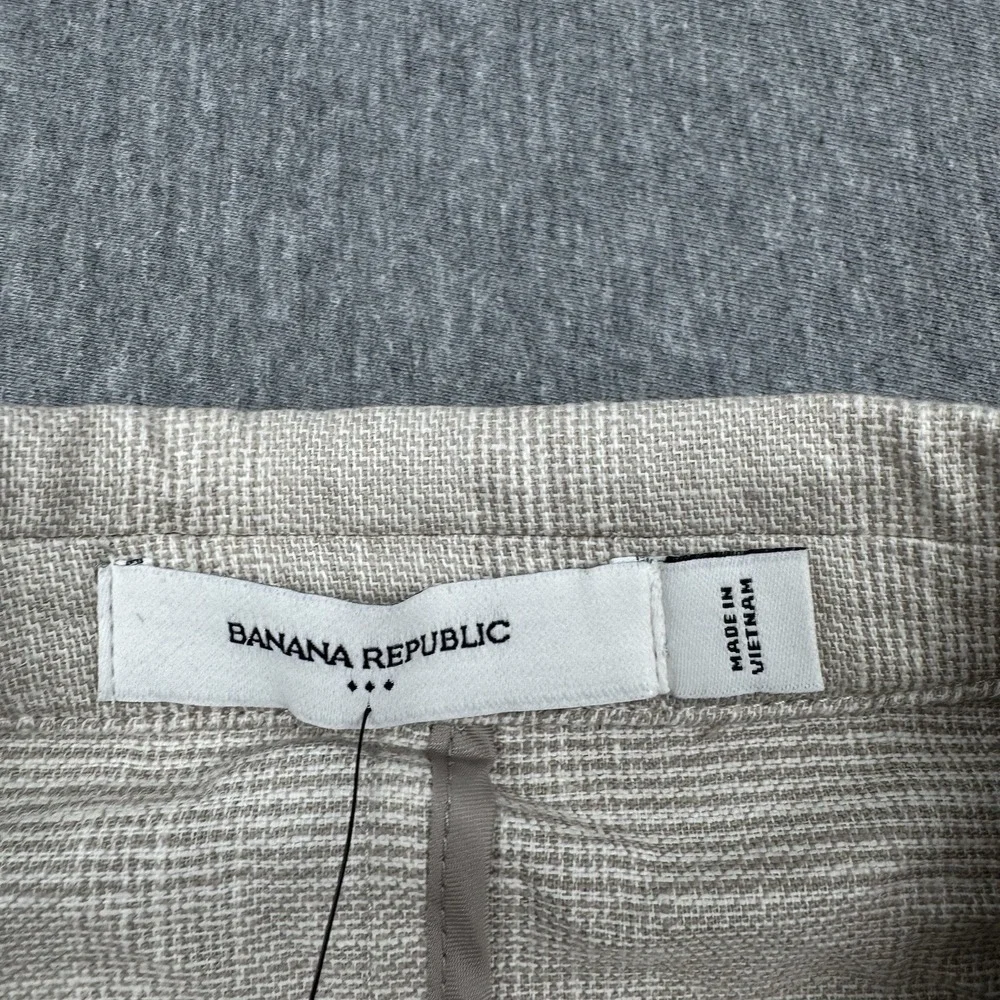 Banana Republic Tailored Fit Sport Coat Blazer Sz 42R Linen Beige Glen Check New
